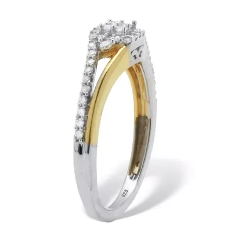 .23 TCW Diamond Tutone Sterling Silver Square Halo Ring