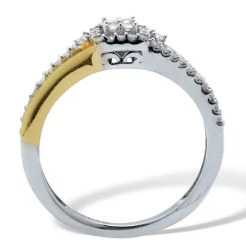 .23 TCW Diamond Tutone Sterling Silver Square Halo Ring