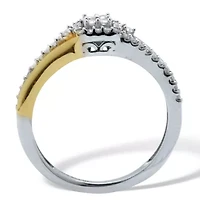 .23 TCW Diamond Tutone Sterling Silver Square Halo Ring