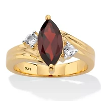 2.22 Cttw. Red Garnet and White Topaz Two-Tone Gold-Plated Sterling Silver Ring