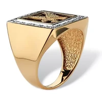 Men's Onyx and Diamond Accented Eagle Ring Gold-Plated Sterling Silver