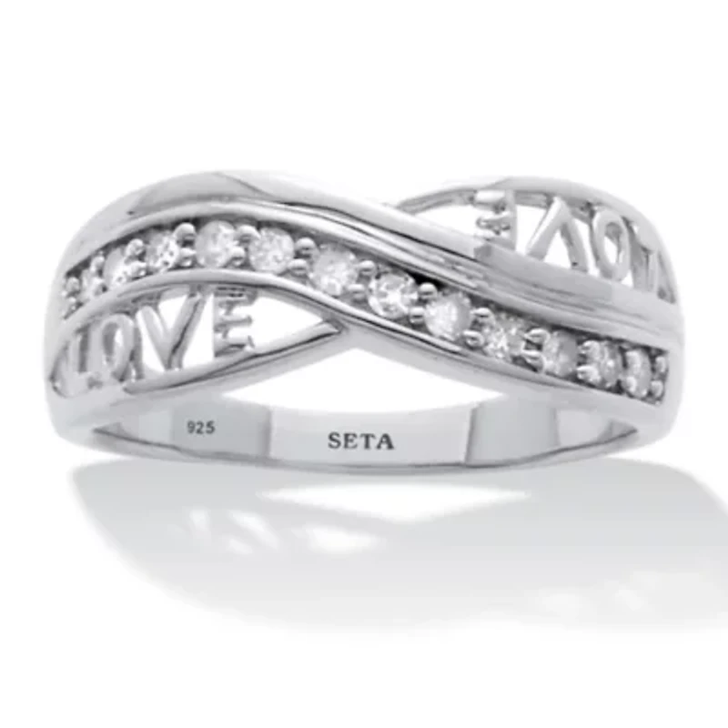 .20 TCW Diamond Sterling Silver Love Ring