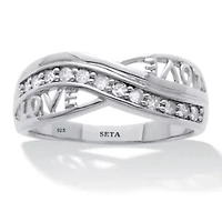 .20 TCW Diamond Sterling Silver Love Ring