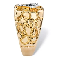 Men's Nugget-Style Yellow Gold-Plated Masonic Insignia Ring
