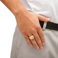 Men's Nugget-Style Yellow Gold-Plated Masonic Insignia Ring