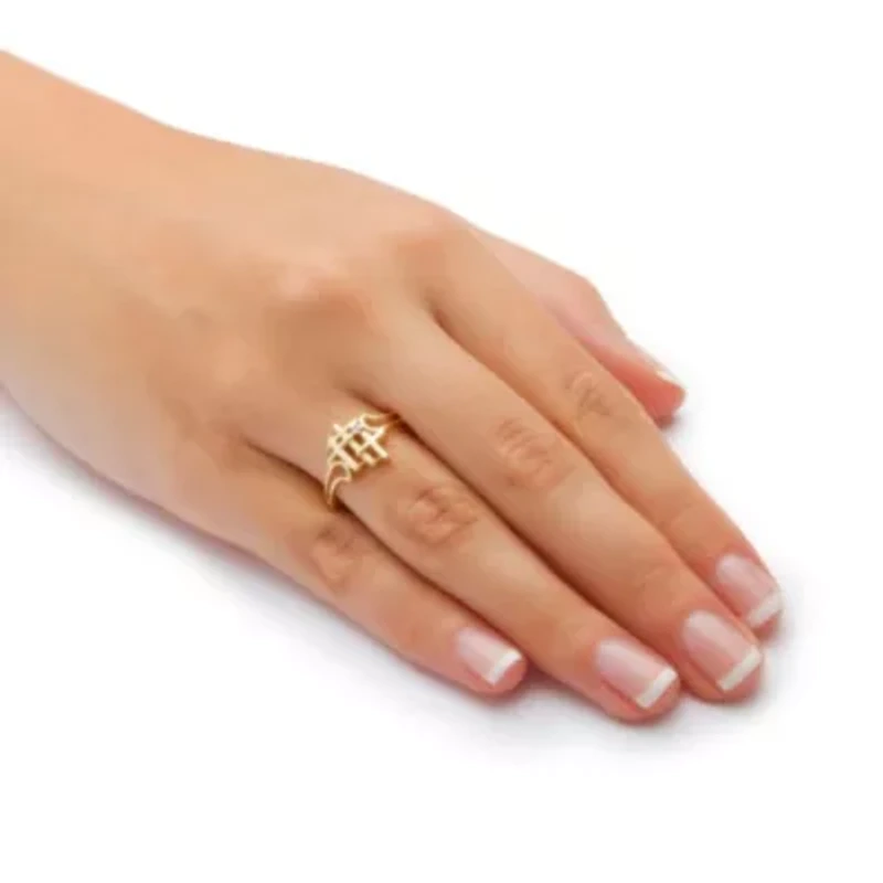 Diamond Accent Solid 10k Gold Triple Cross Ring