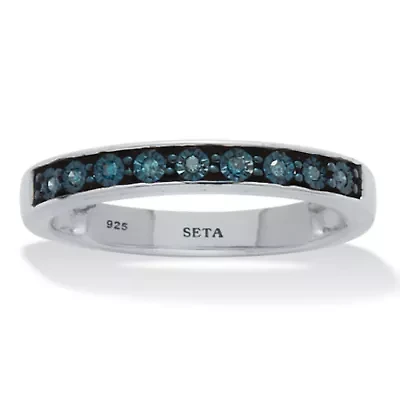 .05 TCW Blue Diamond Sterling Silver Ring