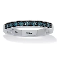 .05 TCW Blue Diamond Sterling Silver Ring