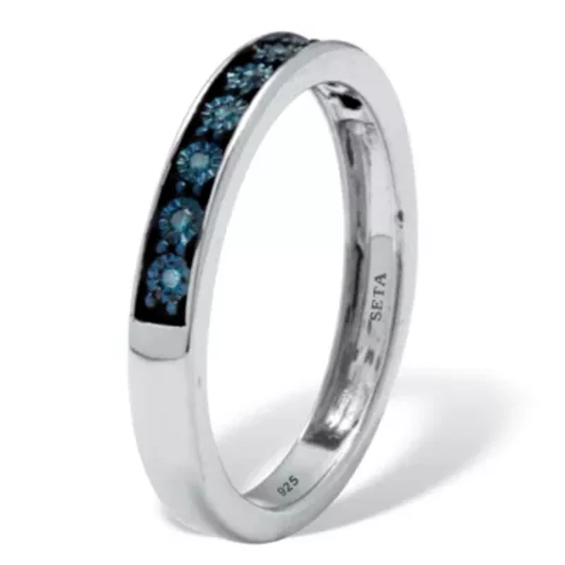 .05 TCW Blue Diamond Sterling Silver Ring