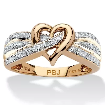 1/10 TCW Diamond Crossover Heart Ring Gold-Plated Sterling Silver