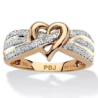 1/10 TCW Diamond Crossover Heart Ring Gold-Plated Sterling Silver