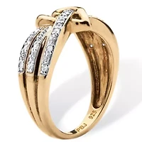 1/10 TCW Diamond Crossover Heart Ring Gold-Plated Sterling Silver