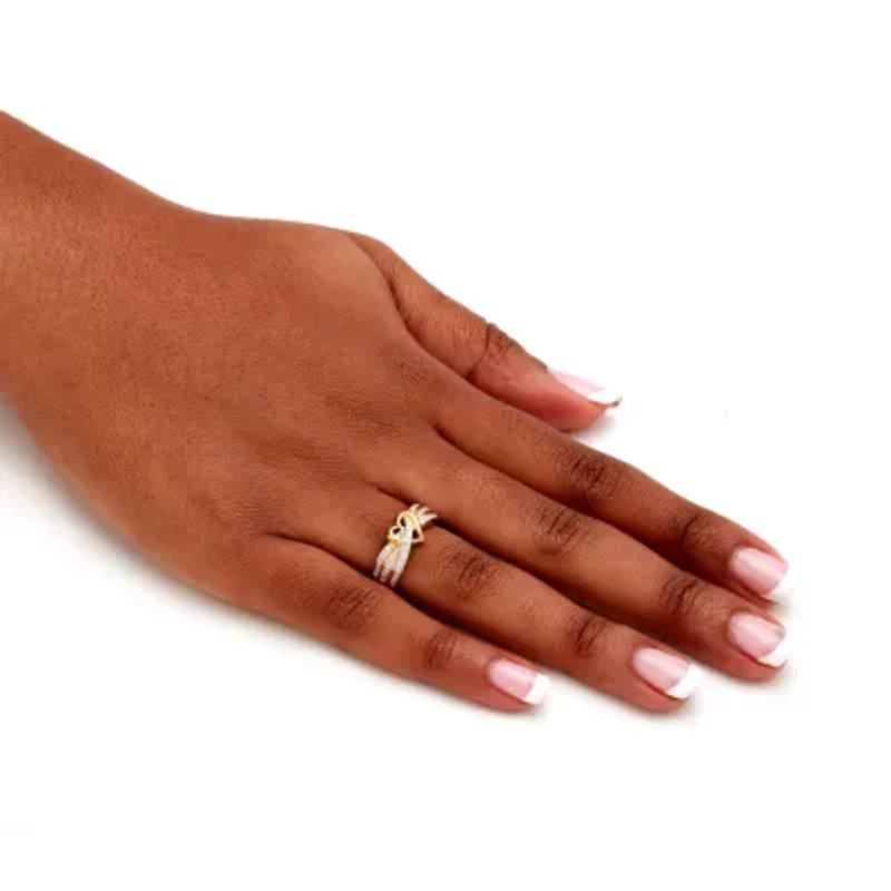 1/10 TCW Diamond Crossover Heart Ring Gold-Plated Sterling Silver