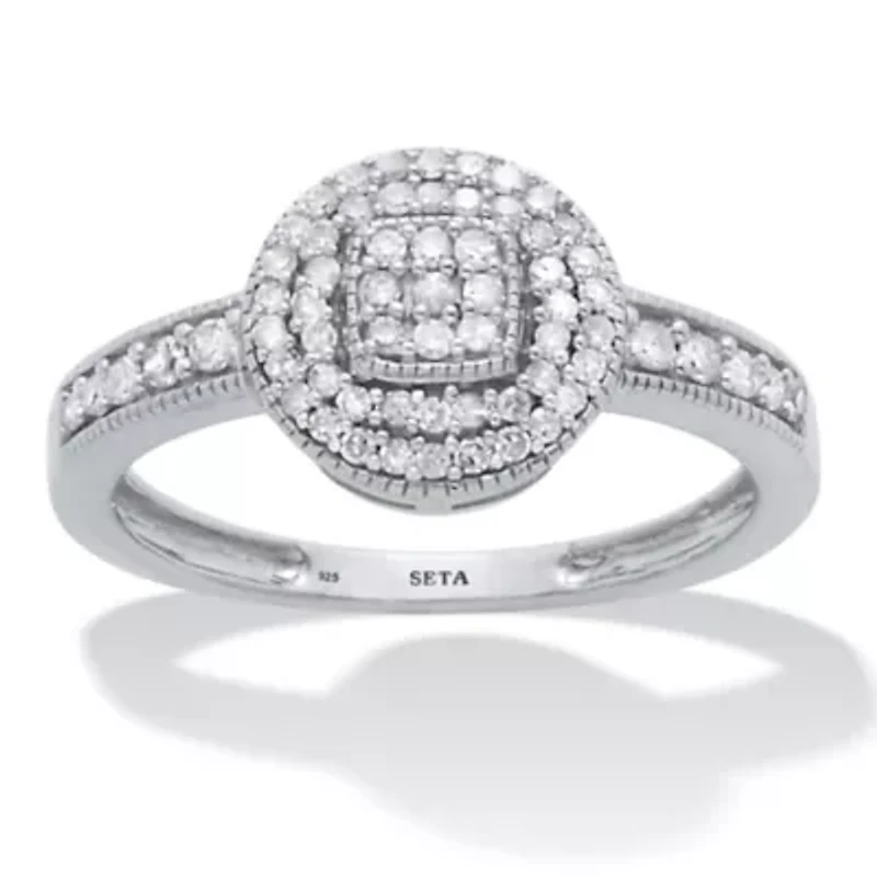 .30 TCW Diamond Sterling Silver Halo Engagement Ring