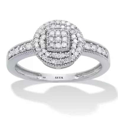 .30 TCW Diamond Sterling Silver Halo Engagement Ring