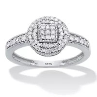 .30 TCW Diamond Sterling Silver Halo Engagement Ring