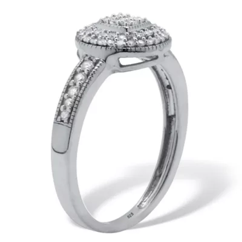 .30 TCW Diamond Sterling Silver Halo Engagement Ring