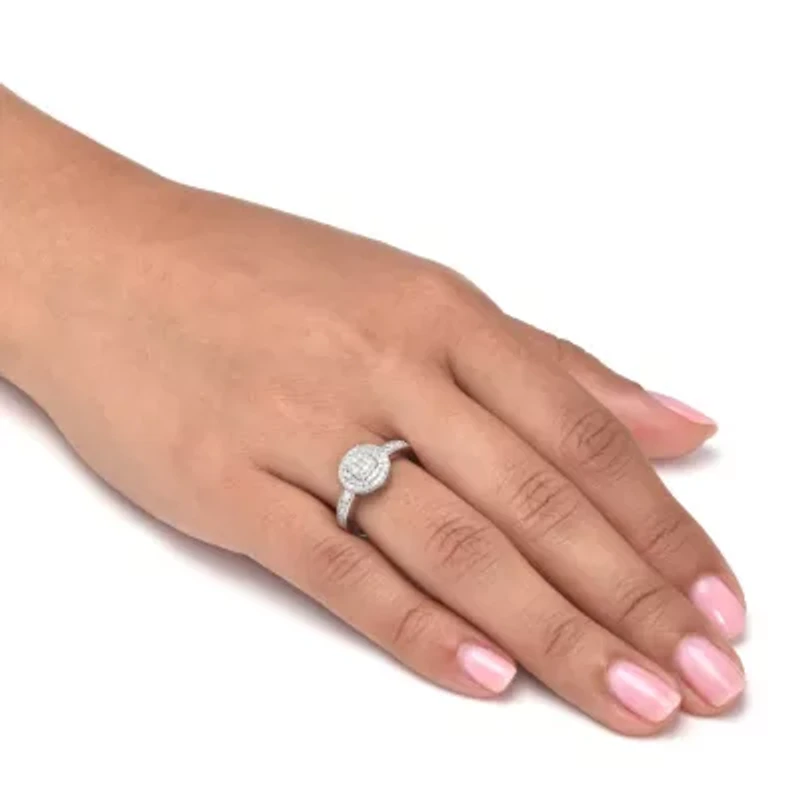 .30 TCW Diamond Sterling Silver Halo Engagement Ring