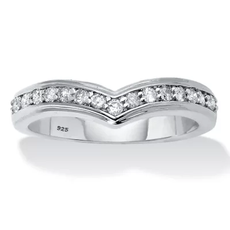 .25 TCW Diamond Sterling Silver Chevron Ring