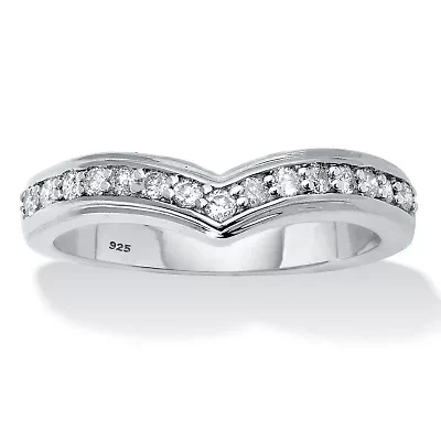 .25 TCW Diamond Sterling Silver Chevron Ring