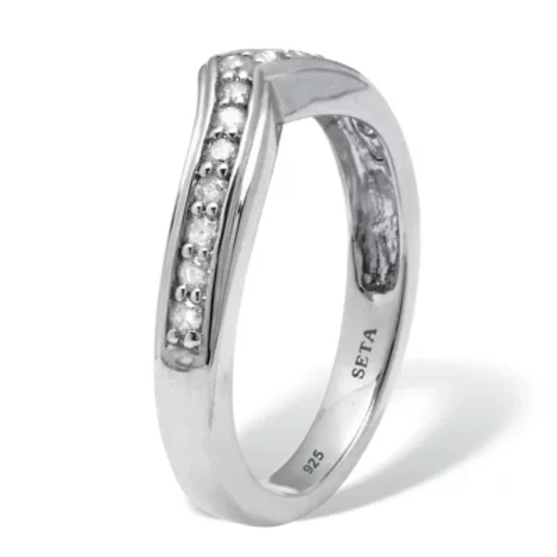 .25 TCW Diamond Sterling Silver Chevron Ring