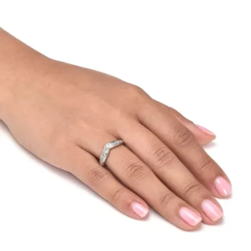 .25 TCW Diamond Sterling Silver Chevron Ring