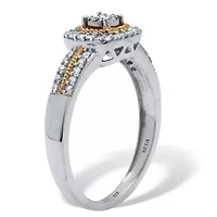 .24 TCW Diamond Sterling Silver Tutone Halo Engagement Ring