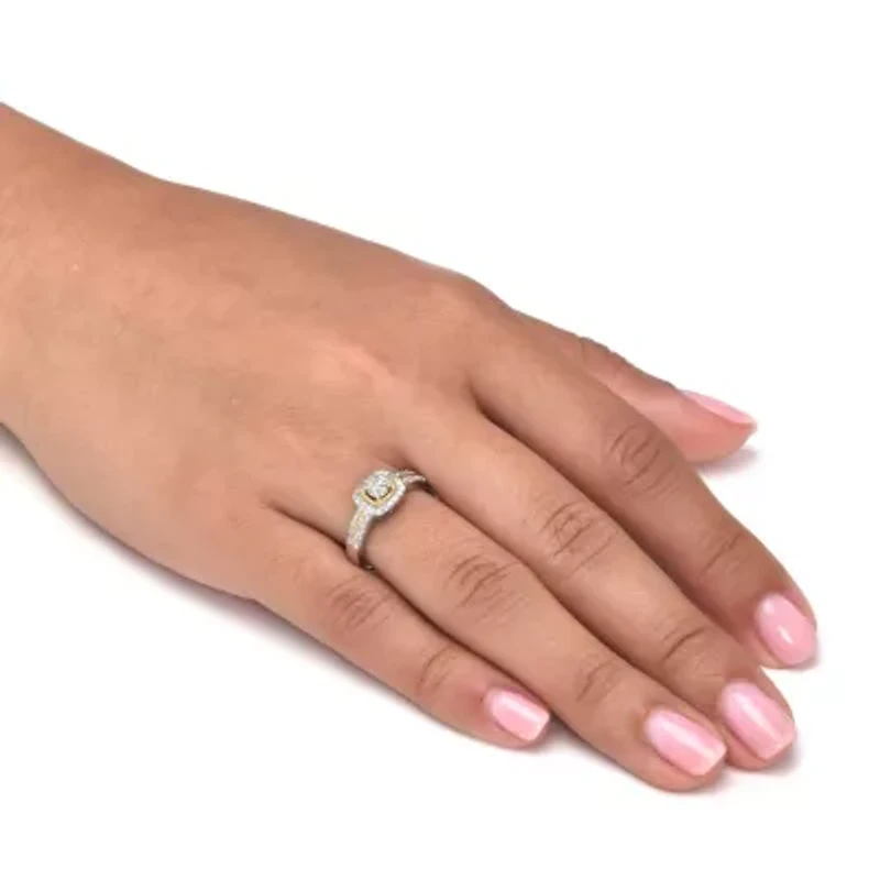 .24 TCW Diamond Sterling Silver Tutone Halo Engagement Ring