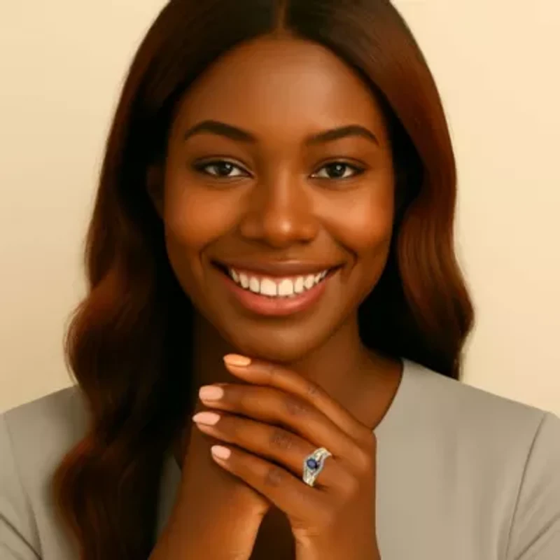 1.05 TCW 3 Piece Oval-Cut Midnight Sapphire Ring Set 18k Gold-Plated Silver