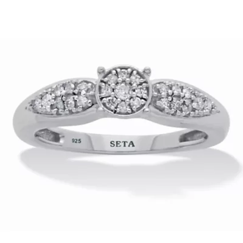 .17 TCW Diamond Sterling Silver Cluster Ring