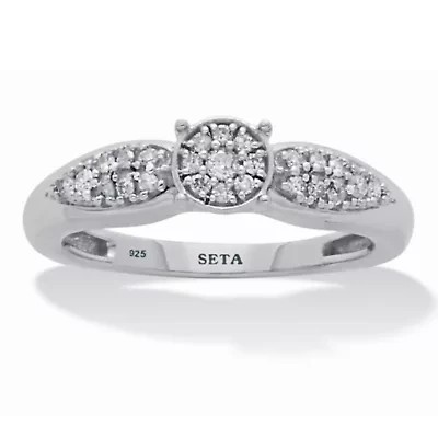 .17 TCW Diamond Sterling Silver Cluster Ring