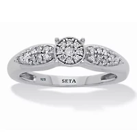 .17 TCW Diamond Sterling Silver Cluster Ring