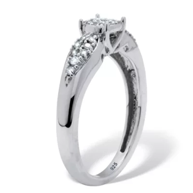 .17 TCW Diamond Sterling Silver Cluster Ring