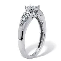 .17 TCW Diamond Sterling Silver Cluster Ring