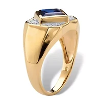 Lab Created Men's 1.24 Cttw. 18k Gold-plated Silver Square-Cut Sapphire Ring