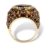 13.36 TCW Oval-Cut Genuine Smoky Quartz Crystal Yellow Gold-Plated Ring