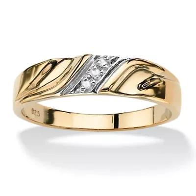 Men's Diamond Accented Wedding Ring Gold-Plated Sterling Silver