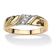 Men's Diamond Accented Wedding Ring Gold-Plated Sterling Silver