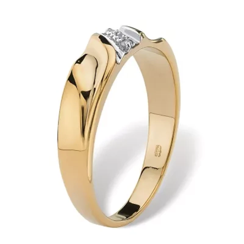 Men's Diamond Accented Wedding Ring Gold-Plated Sterling Silver