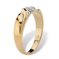 Men's Diamond Accented Wedding Ring Gold-Plated Sterling Silver