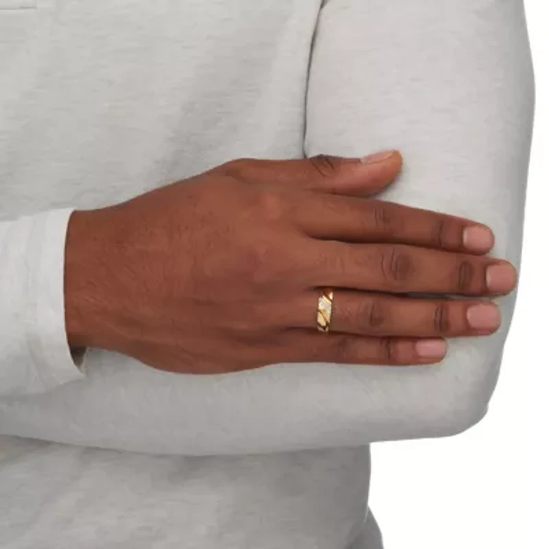 Men's Diamond Accented Wedding Ring Gold-Plated Sterling Silver