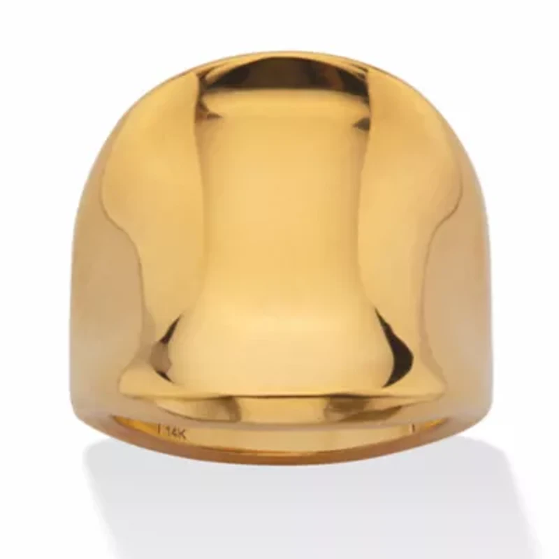 Concave 14k Yellow Gold Ultra-Lightweight Nano Diamond Resin FilledFreeform Ring