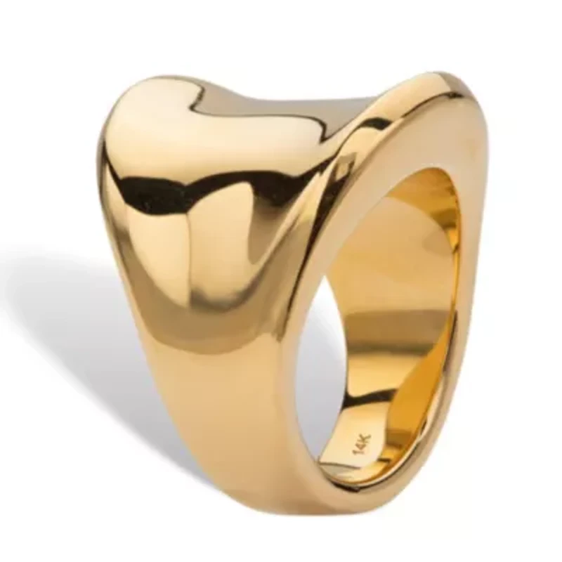 Concave 14k Yellow Gold Ultra-Lightweight Nano Diamond Resin FilledFreeform Ring