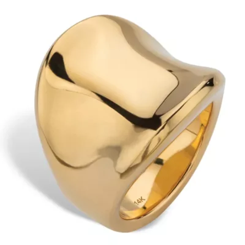 Concave 14k Yellow Gold Ultra-Lightweight Nano Diamond Resin FilledFreeform Ring