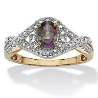 1.11 TCW Mystic Fire Topaz & Diamond Accent 18k Gold-plated Sterling Silver Ring