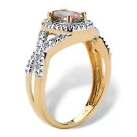 1.11 TCW Mystic Fire Topaz & Diamond Accent 18k Gold-plated Sterling Silver Ring