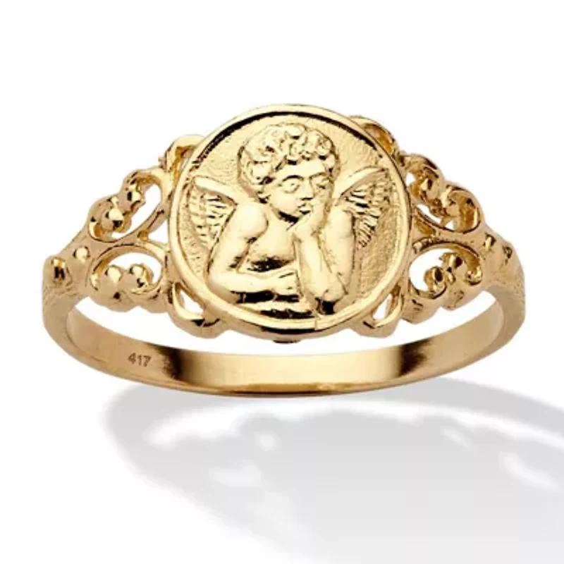 Guardian Angel Open Scrollwork Ring 10k Yellow Gold