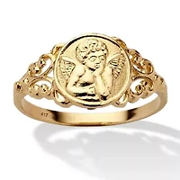 Guardian Angel Open Scrollwork Ring 10k Yellow Gold