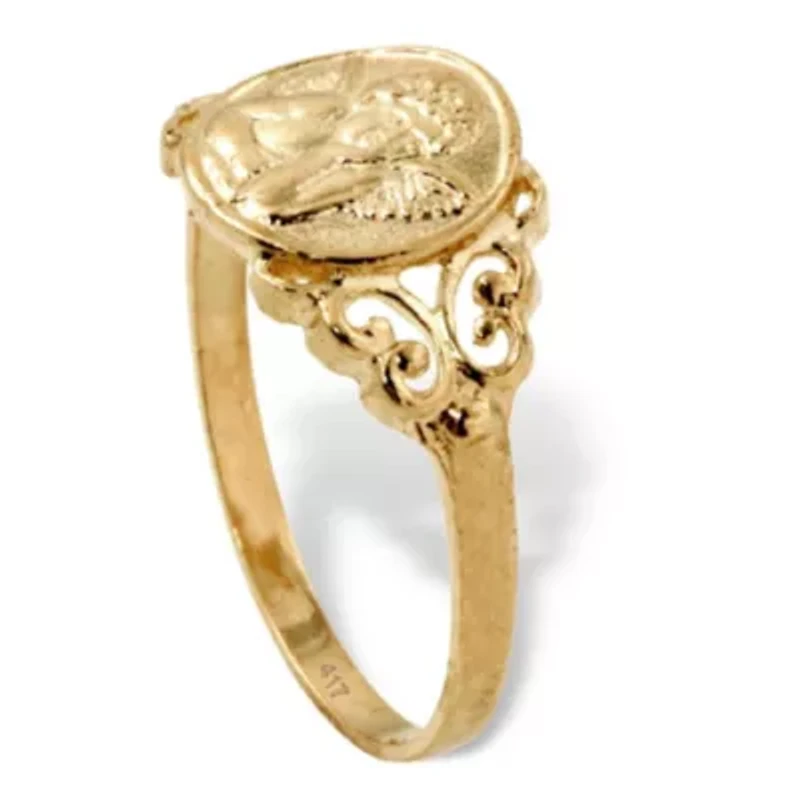 Guardian Angel Open Scrollwork Ring 10k Yellow Gold