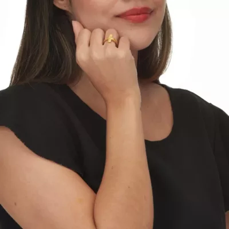 Gold-Plated Sterling Silver Horizontal Crucifix Cross Ring